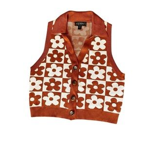 Say What? Women’s retro style Brown and cream gilet